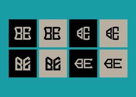 BE minimalist and classic logo set design. BE monogram polygonal and circle shape . vector