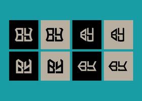 BY minimalist and classic logo set design. BY monogram polygonal and circle shape . vector