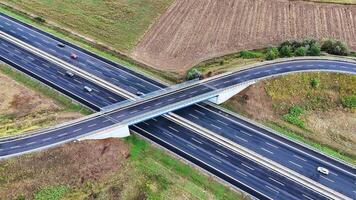 Arial view of Modern transportation with Expressway Road highway Top view. Important infrastructure. photo