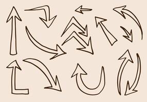 hand drawn arrow icon set, doodle elements isolated on white background vector
