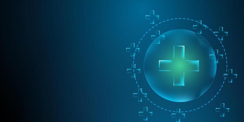Medical technology blue background or health care concepts. tech