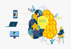 Artificial intelligence, digital brain and the concept of the process of artificial thinking. Landing page . vector