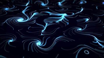 Dark background with illuminated plant shaped patterns and moving light impulses with neon glow effect. Bright abstract animation for organic science, biology and elegant art performance. 4K 60fps video