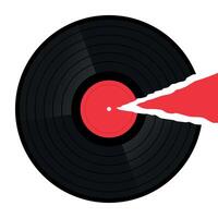 Vinyl record disk with a torn paper cut isolated on white background vector