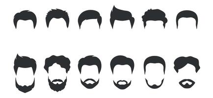 Abstract set of different style of men haircut, beards and moustache vector