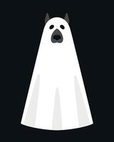 Ghost dog on a dark background. Dog in a ghost sheet vector