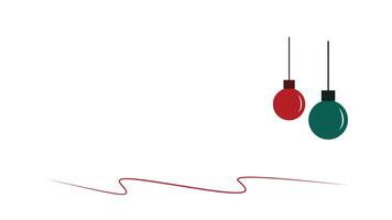 Stylized image of christmas balls with a white reflection of light on the surface and a wavy line on a white background. Christmas card. vector