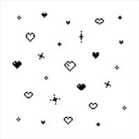 Heart Sparkling pixel bright sparkle star, Stars, glitter, sparkles. Starry sky pixel, Pixel sparkling star, glittering 8 bit style vector