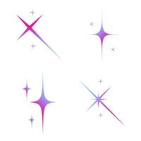 Gradient sparkling stars element set, Flat sparkling stars collection vector
