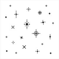 Cute Sparkling pixel bright sparkle star, Stars, glitter, sparkles. Starry sky pixel, Pixel sparkling star, glittering 8 bit style vector