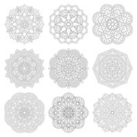 Set of abstract circular patterns in form of mandala coloring pages vector