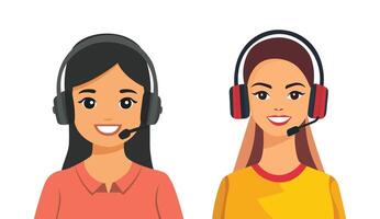 Flat illustration of female Call Center Agent on white background vector