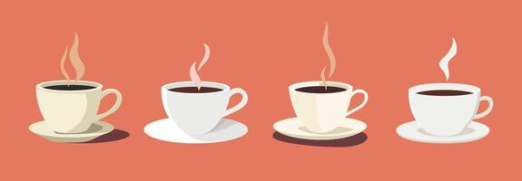 Set of illustration of a coffee cup on an orange color background vector
