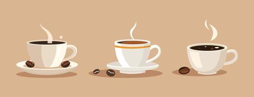 Set of illustration of a coffee cup on white background a light color background vector