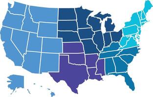 Segmented Map of the United States America vector