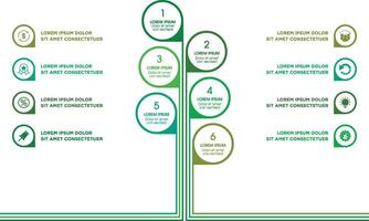 Infographic of green tree shapes with icons and placeholder text vector