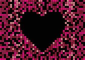 Digital Pixel Background Heart Shape Border vector