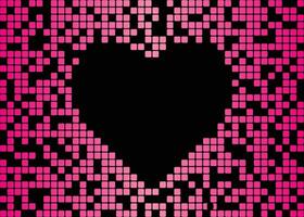Pink Digital Pixel Heart Shape Frame vector