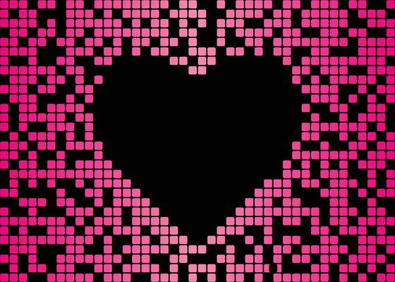Pink Digital Pixel Heart Shape Frame
