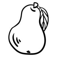 Outline pear, a simple outline fruit in a hand drawn doodle style vector