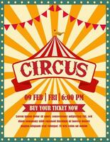 Retro circus poster with tent vector