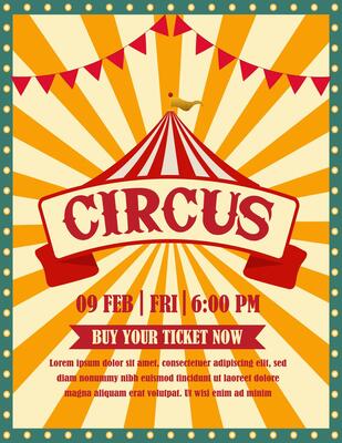 Retro circus poster with tent