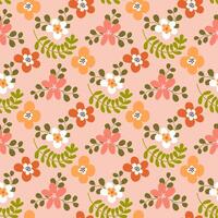 Floral seamless pattern with hand drawn flowers and leaves in soft pastel colors. Romantic background in doodle style for wrapping paper, greeting card, poster and textile. vector