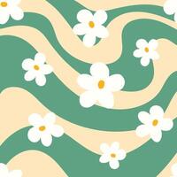 groovy daisy pattern vector