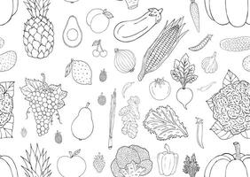 Seamless pattern of fruit and vegetables vector