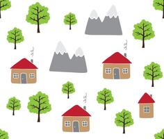 Seamless pattern of color sketch country vector