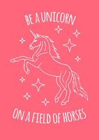 Sketch unicorn with motivational quote vector