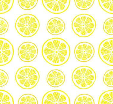 Seamless pattern of sketch lemon slices vector