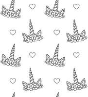Seamless pattern of hand drawn unicorn face vector
