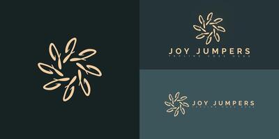 Modern spiral initial letter J or JJ logo in gold color isolated on multiple background colors. The logo is suitable for the dancing club community logo design inspiration templates. vector