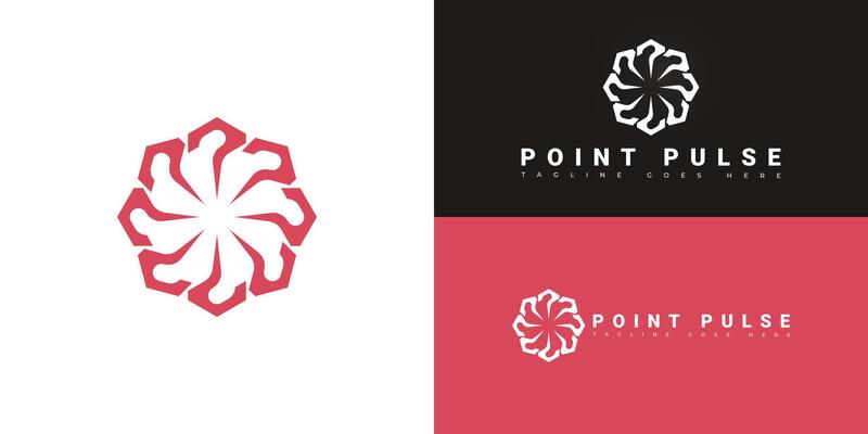 Modern spiral logo initial letter P or PP in red color isolated on multiple background colors. The logo is suitable for high-tech AI advisory service logo design inspiration templates.