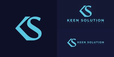 Modern logo initial letter KS or SK in blue color isolated on multiple background colors. The logo is suitable for marketing and sales company logo design inspiration templates. vector