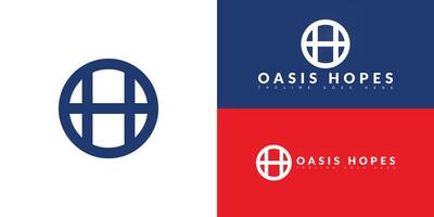Modern circle initial letter HO or OH logo in blue color isolated on multiple background colors. The logo is suitable for social movement community logo design inspiration templates. vector