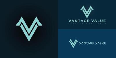 Modern triangle logo initial letter V or VV in blue color isolated on multiple background colors. The logo is suitable for chartered professional accountant logo design inspiration templates. vector