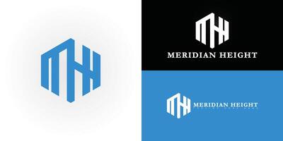 Modern hexagon initial letter MH or HM logo in blue color isolated on multiple background colors. The logo is suitable for finance company logo design inspiration templates. vector