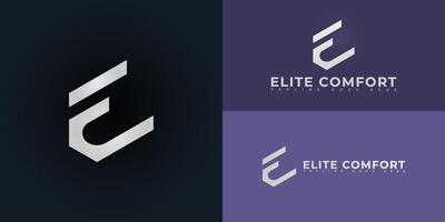 Modern initial letter EC or CE logo in silver color isolated on multiple background colors. The logo is suitable for men's underwear logo design inspiration templates. vector