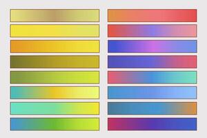 Collection of smooth modern gradients isolated on a white background. Rectangle shapes filled with colorful and vibrant gradients vector