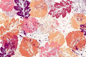 Stamp leaves in abstract autumn colors, foliage imprints. Leaf background. vector