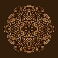 Mandala ornament in gold colors . Simple outline style. Ideal for yoga planners, coloring books, and bohemian patterns. vector