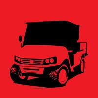 Sleek Monochrome Elegant Truck Silhouette Design on Red Background vector