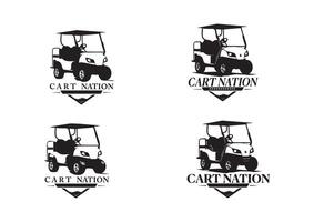 Elegant Golf Cart Logos Featuring Cart Nation Text with Various Artistic Badge Design vector