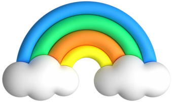 Cute 3d element rainbow with clouds png