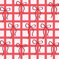 White pattern in a red cell with red bows. vector