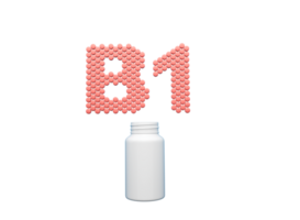 3d esvaziar branco comprimido garrafa com b1 texto fez do arredondado Vitamina b1 comprimidos 3d ilustração png