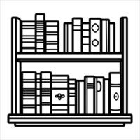 Bookshelf icon line and black vector