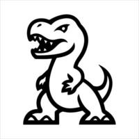 A dinosaur is shown in a black and white drawing vector